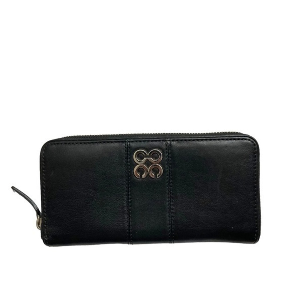 Coach black leather cccc black zipper clutch wallet